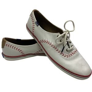 Keds Womens Sz 8.5 S Champion Pennant Leather Shoes Baseball Sneaker Ball Shoes